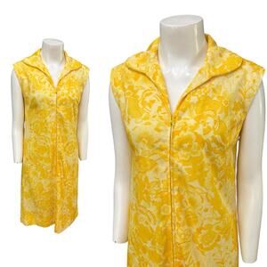 Vintage 1960s Yellow Butterfly Sleeveless zip up Dress / Women’s Medium -